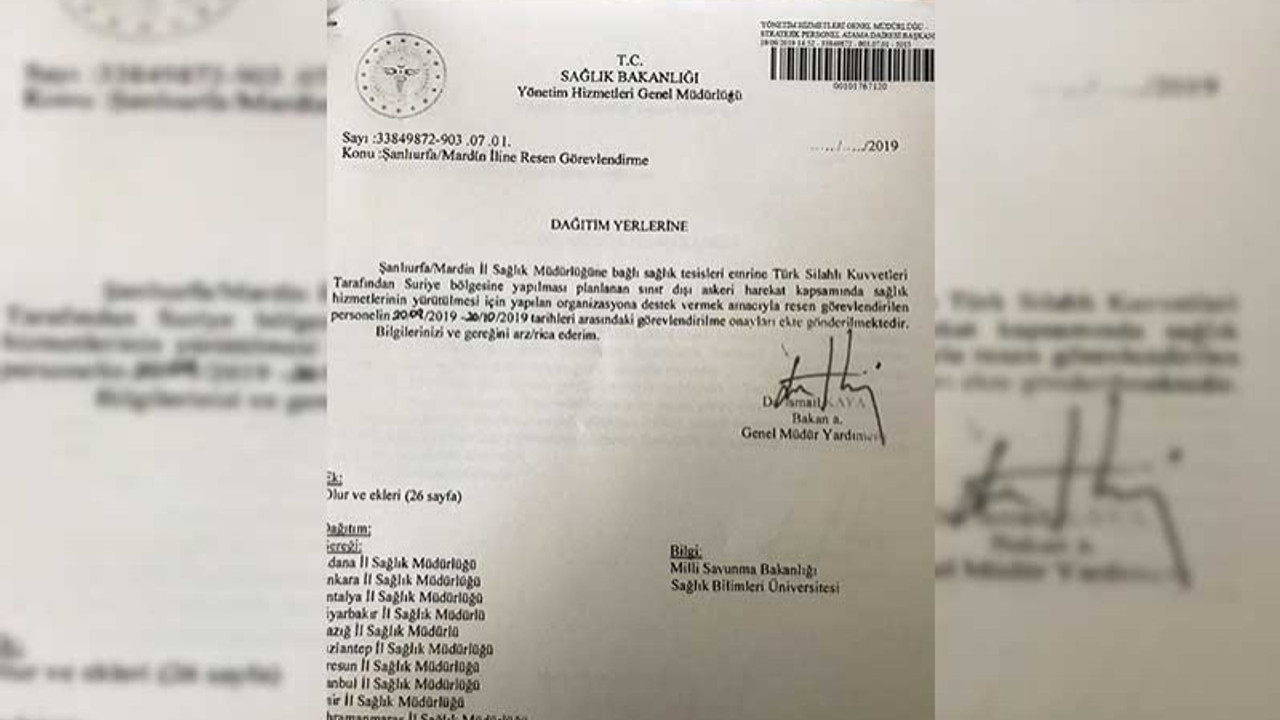 Bakanlık 'sınır dışı askeri harekat kapsamında' sağlık personeli görevlendirdi