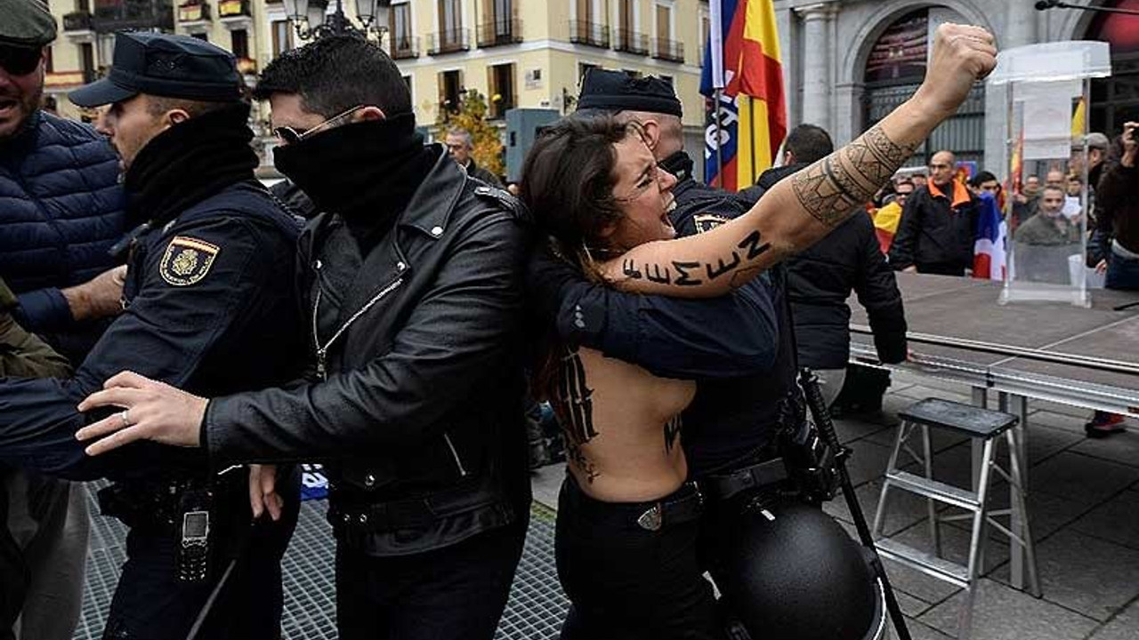 Madrid'de Franco'culara karşı Femen protestosu