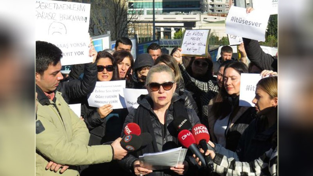 Doğa Koleji önünde eylem: Öğretmenler mutsuz öğrenciler umutsuz