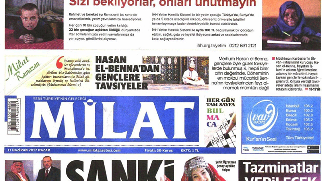 Milat yazarı hilafet istedi