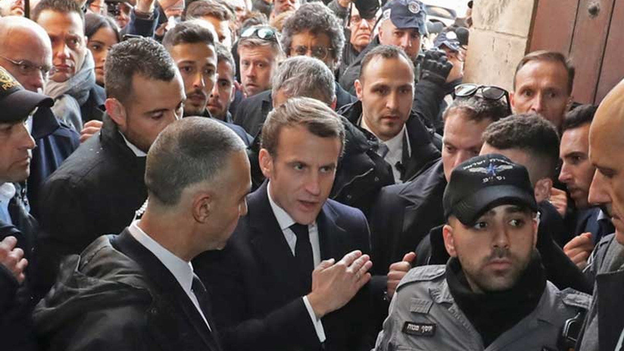 Macron ile İsrail polisi arasında tartışma: Dışarı çık