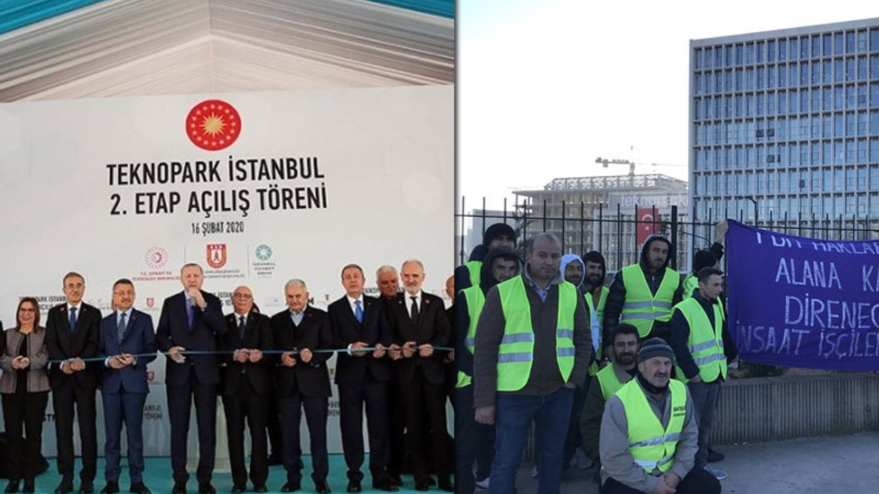 Dün Erdoğan tarafından açılışı yapılan Teknopark'ta bugün işçiler direnişte