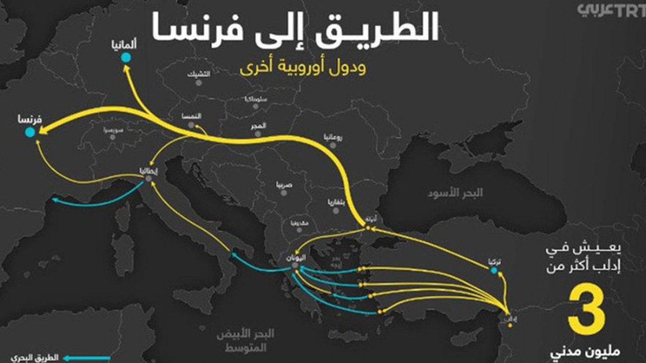 TRT Arapça'dan mülteciler için Avrupa'ya gidiş haritası