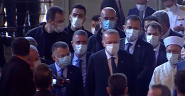Ayasofya'ya gelen Erdoğan'ı Diyanet İşleri Başkanı karşıladı