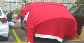 Arabasını doludan korumak için bayrak seren kişi gözaltına alındı