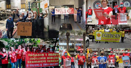 İşçiler 'tam kapanma' yasaklarında ülkenin dört bir yanında işyerlerinden seslendi: Yaşasın 1 Mayıs