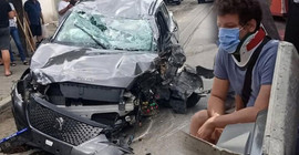 Oyuncu İlker Aksum'un kullandığı otomobil ağaca çarpıp takla attı