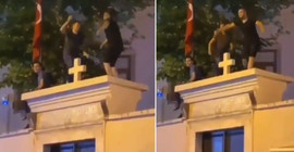 Kadıköy'deki Surp Takavor Kilisesi'nin duvarının üstüne çıkarak dans eden 3 kişi serbest bırakıldı