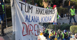 İnşaat işçilerinden 'baret solo orkestralı' eylem