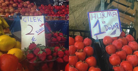 Siirt'te pazarcılar fiyatları etiketlere dolar ve euro olarak yazdı