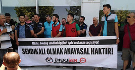 Sendika üyesi oldukları için işten atılan Enerya işçileri eylemde