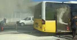 Haliç'te metrobüs yangını