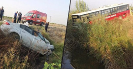Belediye otobüsü ile otomobil çarpıştı: 1 ölü, çok sayıda yaralı