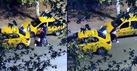 İki taksici, tartıştıkları skuter sürücüsünü sopayla dövdü