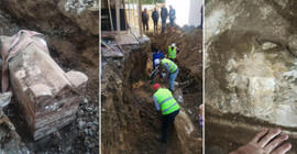 Bahçe duvarı kazısında Roma Dönemi'ne ait lahit bulundu