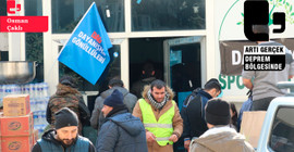 Devlet, sosyalistlerin kurduğu yardım merkezinde sıcak çorba kuyruğunda