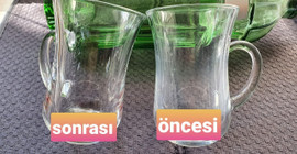 Bardaklarda oluşan kireç lekelerini 1 dakikada yok eden yöntem! Bakın nasıl geçiyor
