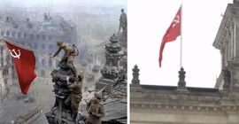 78 yıl aradan sonra ilk: Reichstag'ın tepesine kızıl bayrak dikildi