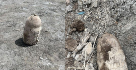 Kars’ta temel kazısı sırasında top mermisi bulundu