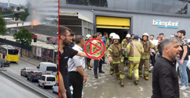 Ümraniye'de yangına müdahale eden itfaiye eri çatıdan düştü