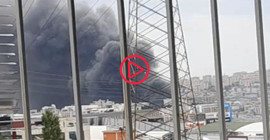 İstanbul'da sanayi sitesindeki yangına helikopterli müdahale