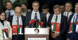 Davutoğlu ve Karamollaoğlu Filistin Büyükelçisi'ni ziyaret etti