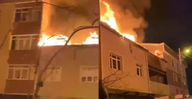 Tuzla'da iki katlı binanın çatısında yangın
