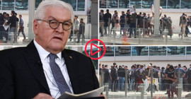 Almanya Cumhurbaşkanı Steinmeier'a Sirkeci Garı’nda Filistin protestosu: 'Soykırım suçlusu katil Almanya'