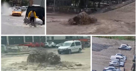 Ankara'da dolu ve yağmur: Cadde ve sokaklar göle döndü
