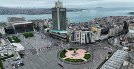 1 Mayıs ablukası altındaki Taksim havadan görüntülendi