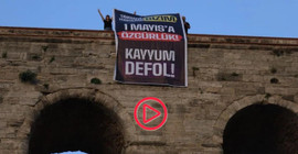 DEM Parti, Saraçhane'deki kemere pankart astı: 'Kayyımlar gidecek, biz kalacağız'