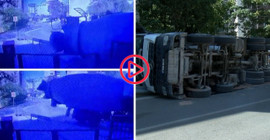 Kartal’da virajı alamayan beton mikseri devrildi: İki yaralı