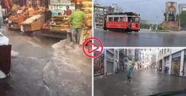 İstanbul'da aniden bastıran yağmur yolları göle çevirdi