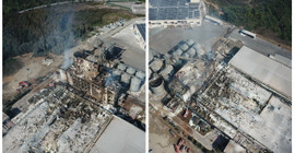 Hendek'te patlama meydana gelen fabrikanın son hali: Silolarından duman çıkmaya devam ediyor