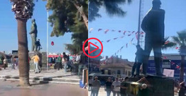 Balıkesir'de Atatürk heykeline balyozlu saldırı