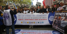 KESK'ten Adalet Bakanlığı önünde eylem: İhraç edilen KHK'lilerin hakları iade edilsin