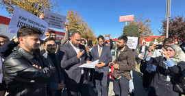 SAHA EXPO Fuarı'ndaki İsrail protestosuna polis engeli: 'Burası yeri değil'