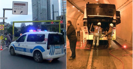Bomonti Tüneli’nde otobüs yangını