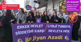 Van'da TJA'dan 25 Kasım eylemi: 'Erkek devlet şiddetine karşı jin, jiyan, azadi'