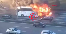 Bağcılar'da yolcu otobüsünde yangın
