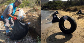Marmaris'te koylardan 11 ton çöp toplandı