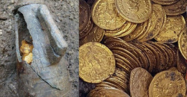 Tiyatroda bir küp dolusu altın sikke bulundu
