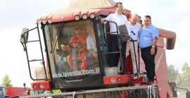 İmamoğlu biçerdövere binip buğday biçti