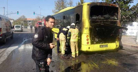 Bursa'da halk otobüsü yandı