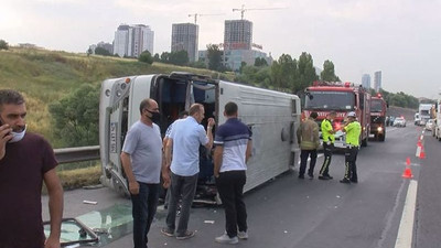 TEM'de işçi servisi kaza yaptı: 10 işçi yaralandı