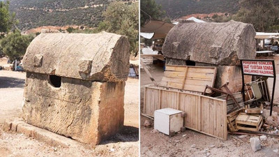 Koruma altındaki Likya anıt mezarını çöplüğe çevirdiler