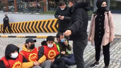 Alacakları için otopark önünü kapatan 9 işçi gözaltına alındı