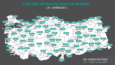 Fahrettin Koca, illere göre vaka sayılarını açıkladı