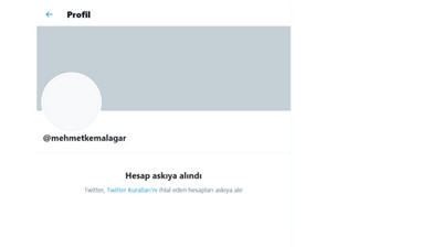 Twitter, 'Mehmet Kemal Ağar' hesabını askıya aldı