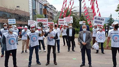 İşçiler, toplu sözleşme şartlarına uymayan AKP’li belediyeyi protesto etti